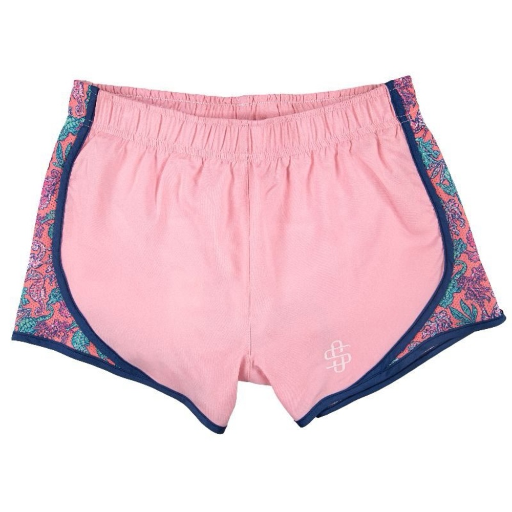 Simply Southern Preppy Seahorse Running Shorts Size XS Pink Sea Print EUC